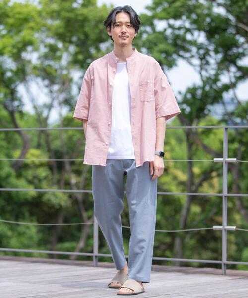 coen(コーエン)の「ヨクバリネン・バンドカラーショートスリーブシャツ(シャツ/ブラウス・メンズ・ホワイト/ピンク/ベージュ/コバルトブルー・MEDIUM/X-LARGE/LARGE/SMALL)」の20枚目の写真