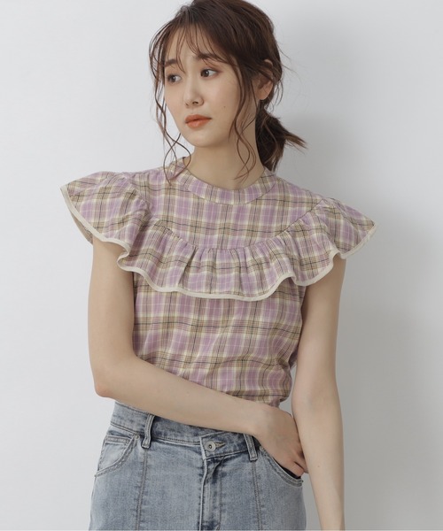 FREE'S MART(フリーズマート)の「フリルヨークチェックノースリブラウス(シャツ/ブラウス・レディース・ホワイト系その他/ベージュ系その他/パープル系その他・FREE)」の19枚目の写真