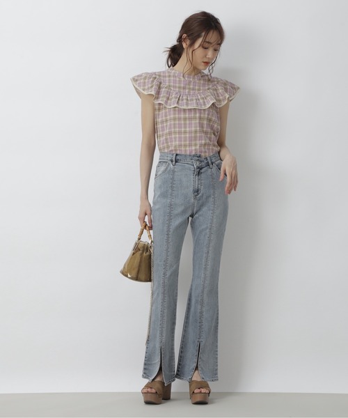 FREE'S MART(フリーズマート)の「フリルヨークチェックノースリブラウス(シャツ/ブラウス・レディース・ホワイト系その他/ベージュ系その他/パープル系その他・FREE)」の22枚目の写真