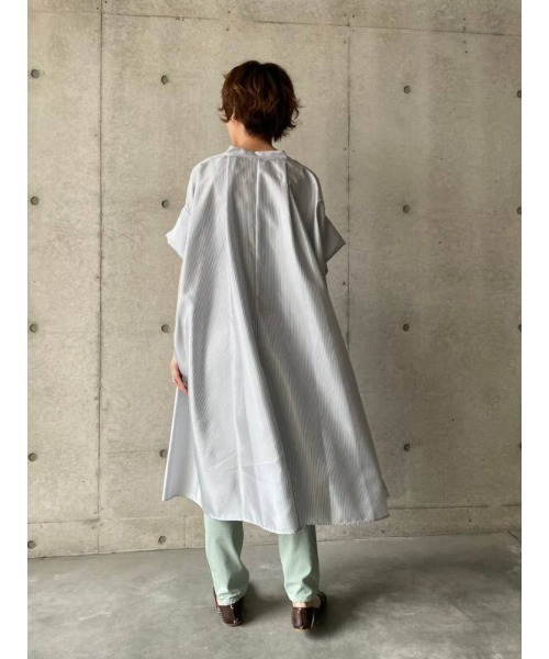 BEARDSLEY（ビアズリー）の「合繊シャツチュニック（ワンピース・レディース・スカイブルー/チャコールグレー・FREE）」の3枚目の写真