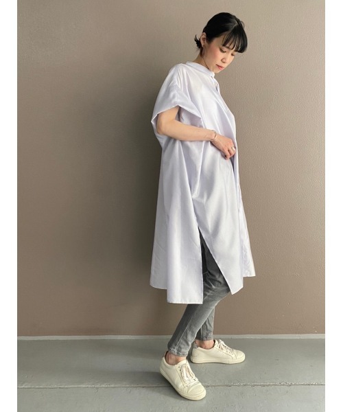BEARDSLEY（ビアズリー）の「合繊シャツチュニック（ワンピース・レディース・スカイブルー/チャコールグレー・FREE）」の22枚目の写真