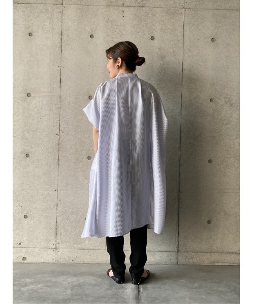 BEARDSLEY（ビアズリー）の「合繊シャツチュニック（ワンピース・レディース・スカイブルー/チャコールグレー・FREE）」の21枚目の写真