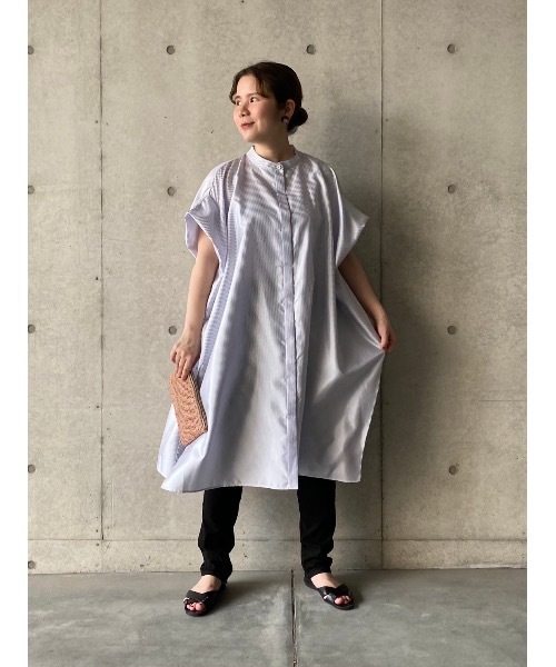 BEARDSLEY（ビアズリー）の「合繊シャツチュニック（ワンピース・レディース・スカイブルー/チャコールグレー・FREE）」の11枚目の写真