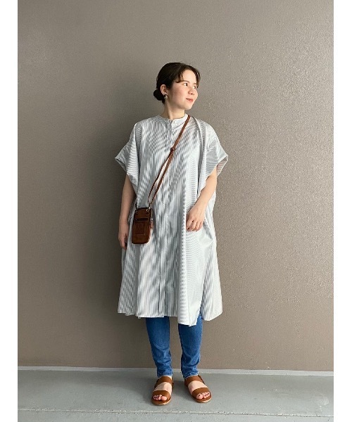 BEARDSLEY（ビアズリー）の「合繊シャツチュニック（ワンピース・レディース・スカイブルー/チャコールグレー・FREE）」の12枚目の写真