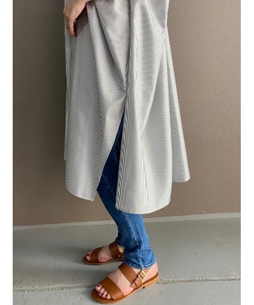 BEARDSLEY（ビアズリー）の「合繊シャツチュニック（ワンピース・レディース・スカイブルー/チャコールグレー・FREE）」の9枚目の写真