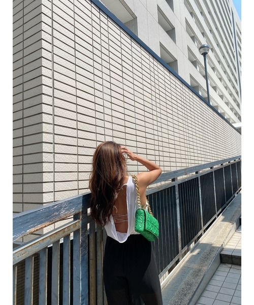 EGOIST（エゴイスト）の「バックドレープタンクトップ（タンクトップ・レディース・ライトブラウン/ブラック/ホワイト・FREE）」の16枚目の写真