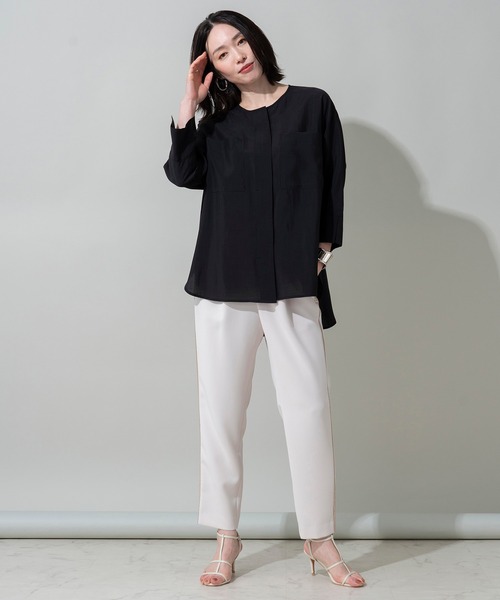 EUCLAID（エウクレイド）の「配色サイドラインパンツ（スラックス・レディース・オフホワイト/ベージュ・36/38/40）」の4枚目の写真