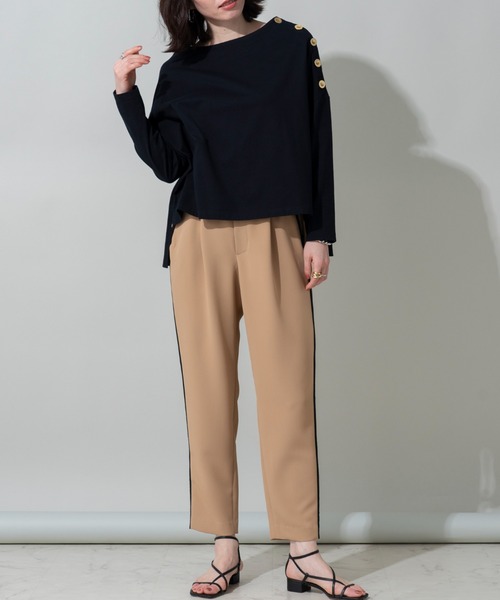 EUCLAID（エウクレイド）の「配色サイドラインパンツ（スラックス・レディース・オフホワイト/ベージュ・36/38/40）」の15枚目の写真