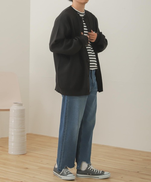 SENSE OF PLACE by URBAN RESEARCH（センスオブプレイスバイアーバンリサーチ）の「『セットアップ対応』ダメージデニムクロップドパンツ（デニムパンツ・メンズ・ブラック/インディゴブルー・MEDIUM/LARGE）」の13枚目の写真