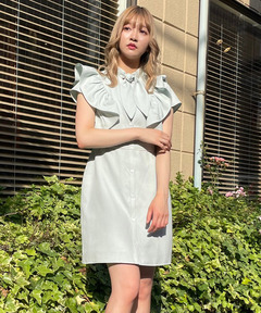 ボウタイストライプミニワンピース