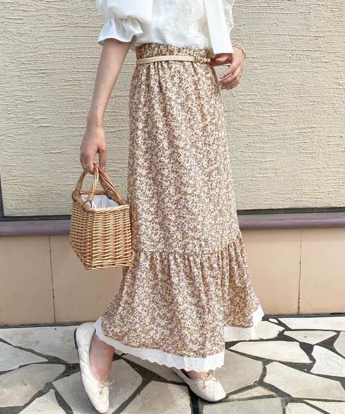 セール】裾レース花柄スカート【ZOZOTOWN限定アイテム】（スカート