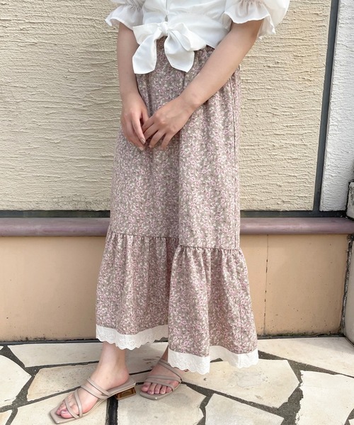 セール】裾レース花柄スカート【ZOZOTOWN限定アイテム