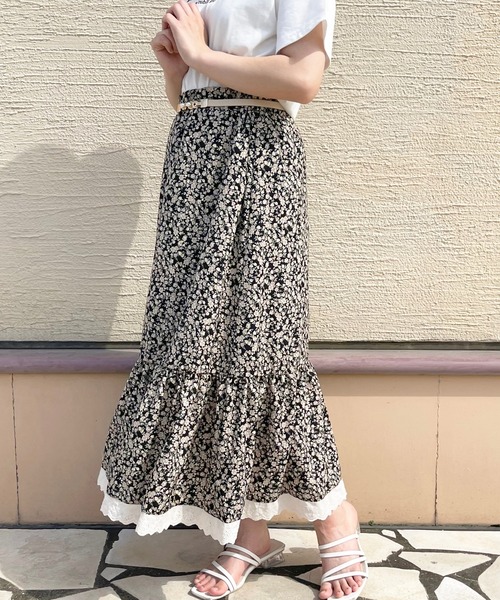 apres jour(アプレジュール)の「裾レース花柄スカート【ZOZOTOWN限定アイテム】(スカート・レディース・ブラック系その他/ベージュ/ピンクベージュ/アイボリー・MEDIUM/SMALL/X-LARGE)」の6枚目の写真
