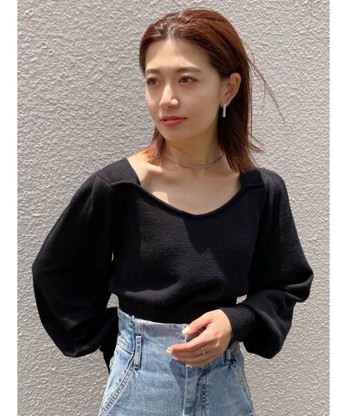 EMODA(エモダ)の「コンパクトパフニット(ニット/セーター・レディース・ブラック/ネイビー/グリーン/アイボリー・FREE)」の11枚目の写真