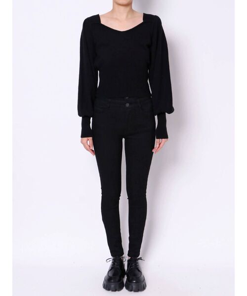 EMODA(エモダ)の「コンパクトパフニット(ニット/セーター・レディース・ブラック/ネイビー/グリーン/アイボリー・FREE)」の21枚目の写真