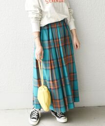 SHIPS any | SHIPS any:〈ウォッシャブル〉ランダムタック チェック マキシフレア スカート(スカート)