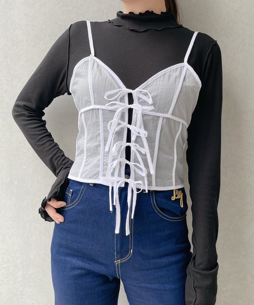 PAIN（ペイン）の「シアーナイロンリボンキャミソール（キャミソール・レディース・ブラック/ピンク/ブルー・FREE）」の15枚目の写真