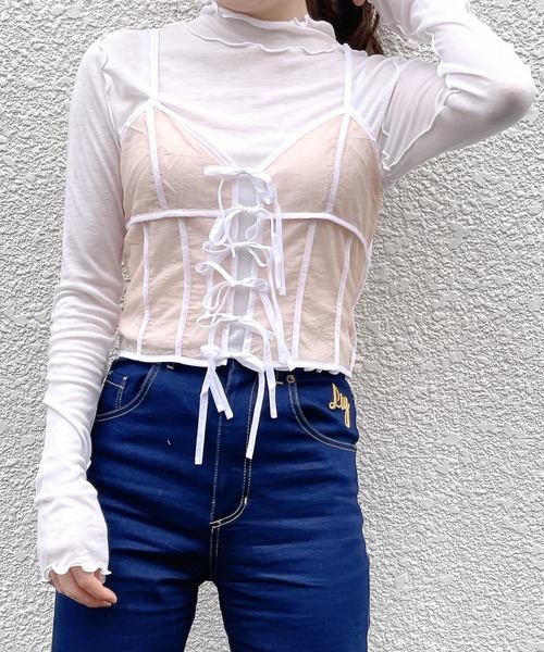 PAIN（ペイン）の「シアーナイロンリボンキャミソール（キャミソール・レディース・ブラック/ピンク/ブルー・FREE）」の17枚目の写真