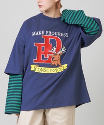 SPINNS | 【ゆるシルエット】カレッジロゴ刺繍 半袖Tシャツ(Tシャツ/カットソー)