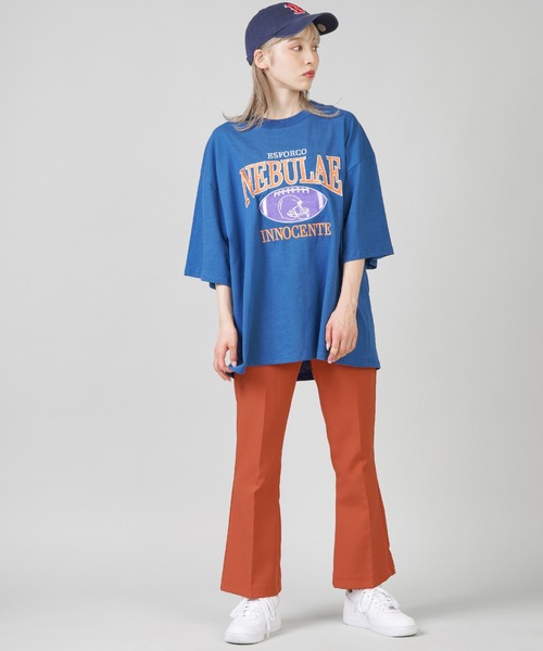 SPINNS（スピンズ）の「【ゆるシルエット】カレッジロゴ刺繍 半袖Tシャツ（Tシャツ/カットソー・レディース・ダークグリーン/ネイビー/オフホワイト/ブルー・ONESIZE）」の10枚目の写真