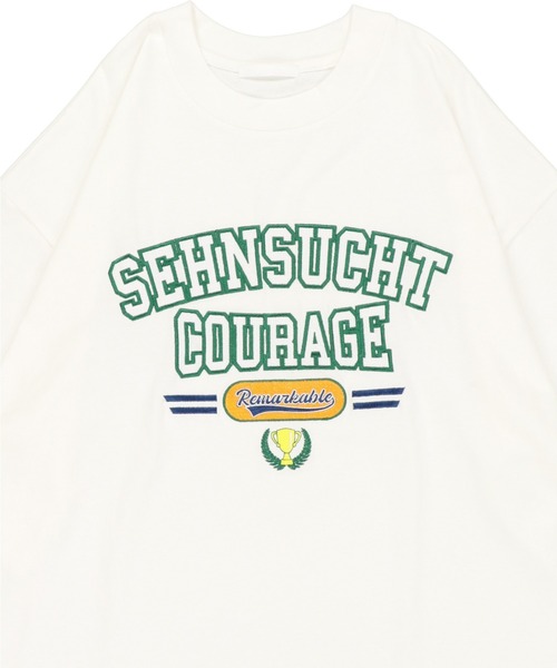 SPINNS（スピンズ）の「【ゆるシルエット】カレッジロゴ刺繍 半袖Tシャツ（Tシャツ/カットソー・レディース・ダークグリーン/ネイビー/オフホワイト/ブルー・ONESIZE）」の14枚目の写真