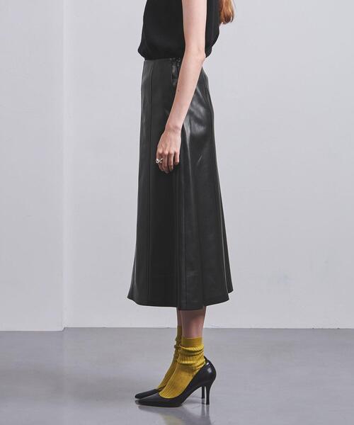 UNITED ARROWS フェイクレザー フレア スカート 38