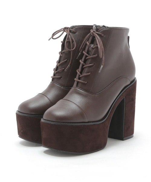 厚底レースアップショートブーツ