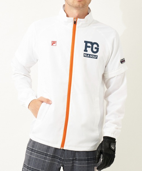 FILA（フィラ）の「【FILA GOLF/フィラゴルフ】ブランドロゴ 袖着脱式 裏メッシュ ブルゾン/撥水加工（ブルゾン・メンズ・ホワイト/ブラック/ネイビー/ブルー・LL/3L/M/L）」の2枚目の写真