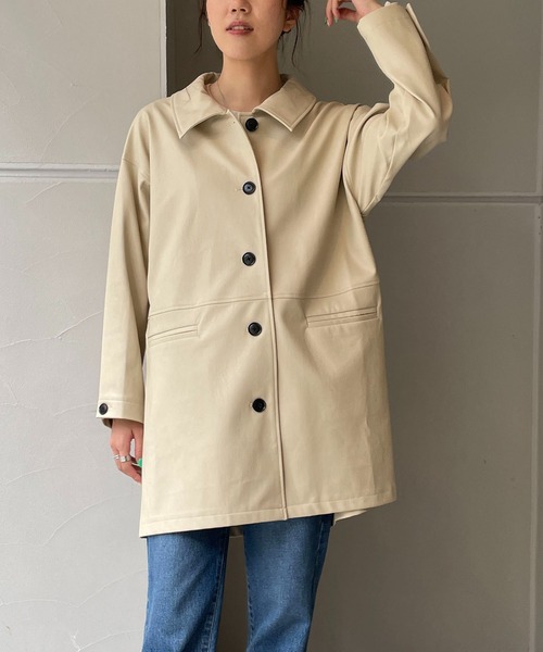 CAPRICIEUX LE'MAGE（カプリシューレマージュ）の「フェイクレザーカバーオール（カバーオール・レディース・ブラック/ライトベージュ・FREE）」の15枚目の写真