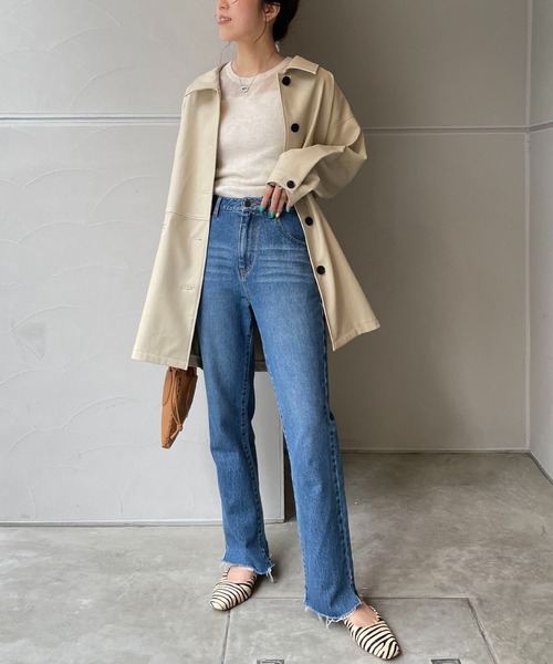 CAPRICIEUX LE'MAGE（カプリシューレマージュ）の「フェイクレザーカバーオール（カバーオール・レディース・ブラック/ライトベージュ・FREE）」の19枚目の写真