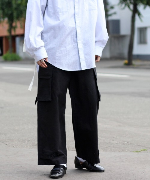 y/m by れぽすけ（イムバイレポスケ）の「ワイドミリタリーパンツ（カーゴパンツ・メンズ・ブラック/カーキ・MEDIUM/LARGE）」の11枚目の写真