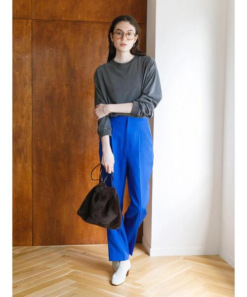 koe（コエ）の「センタープレスカラーテーパードパンツ＊（スラックス・レディース・ライトグレー/レッド/オリーブ/ブルー/マスタード/ブラック/パープル/オレンジ/ボルドー/ブルーグリーン・M）」の19枚目の写真