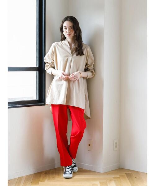 koe（コエ）の「センタープレスカラーテーパードパンツ＊（スラックス・レディース・ライトグレー/レッド/オリーブ/ブルー/マスタード/ブラック/パープル/オレンジ/ボルドー/ブルーグリーン・M）」の21枚目の写真