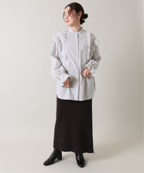 IENA(イエナ)の「エコナイロンルーズフリルシャツブラウス◆(シャツ/ブラウス・レディース・ライトグレー/ブラウン/グレー・FREE)」の5枚目の写真