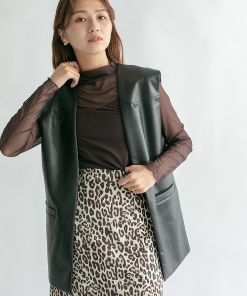 KBF（ケイビーエフ）の「チェッカープリントシアーカットソー（Tシャツ/カットソー・レディース・ベージュ/ブラウン/ブラウン系その他/ブルー系その他・ONE）」の5枚目の写真