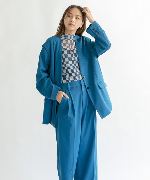 KBF（ケイビーエフ）の「チェッカープリントシアーカットソー（Tシャツ/カットソー・レディース・ベージュ/ブラウン/ブラウン系その他/ブルー系その他・ONE）」の11枚目の写真