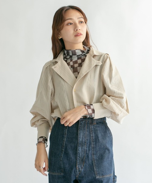 KBF（ケイビーエフ）の「チェッカープリントシアーカットソー（Tシャツ/カットソー・レディース・ベージュ/ブラウン/ブラウン系その他/ブルー系その他・ONE）」の14枚目の写真