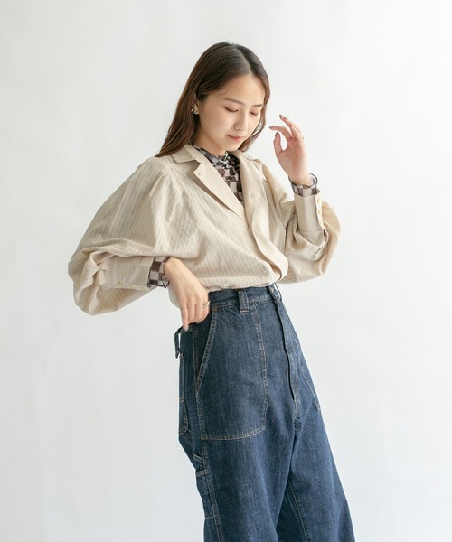 KBF（ケイビーエフ）の「チェッカープリントシアーカットソー（Tシャツ/カットソー・レディース・ベージュ/ブラウン/ブラウン系その他/ブルー系その他・ONE）」の15枚目の写真