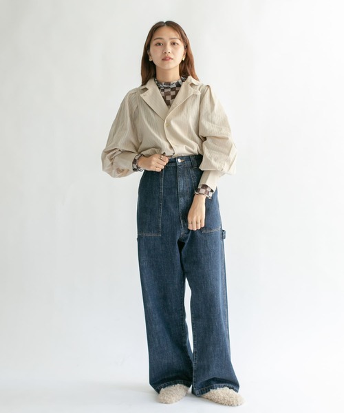 KBF（ケイビーエフ）の「チェッカープリントシアーカットソー（Tシャツ/カットソー・レディース・ベージュ/ブラウン/ブラウン系その他/ブルー系その他・ONE）」の16枚目の写真