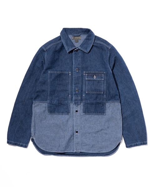 Nigel Cabourn(ナイジェルケーボン)の「Nigel Cabourn ユーティリティーミックスジャケット コットンリネンデニムバイオ 80430010005(シャツ/ブラウス・メンズ・インディゴブルー/アーミー・48/50)」の12枚目の写真