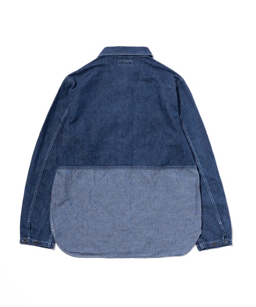 Nigel Cabourn(ナイジェルケーボン)の「Nigel Cabourn ユーティリティーミックスジャケット コットンリネンデニムバイオ 80430010005(シャツ/ブラウス・メンズ・インディゴブルー/アーミー・48/50)」の11枚目の写真