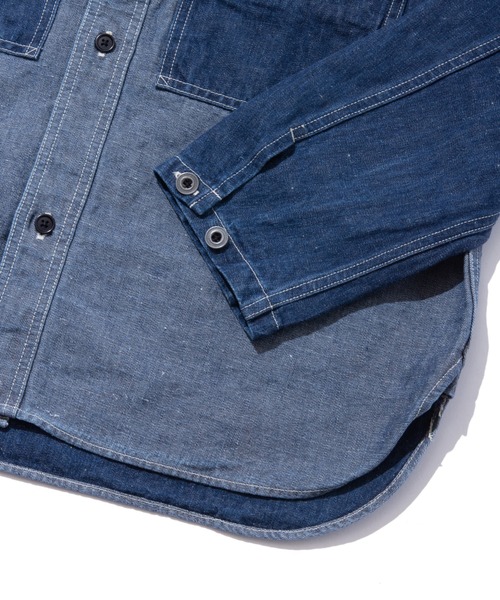 Nigel Cabourn(ナイジェルケーボン)の「Nigel Cabourn ユーティリティーミックスジャケット コットンリネンデニムバイオ 80430010005(シャツ/ブラウス・メンズ・インディゴブルー/アーミー・48/50)」の8枚目の写真