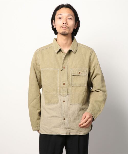 Nigel Cabourn(ナイジェルケーボン)の「Nigel Cabourn ユーティリティーミックスジャケット コットンリネンデニムバイオ 80430010005(シャツ/ブラウス・メンズ・インディゴブルー/アーミー・48/50)」の6枚目の写真