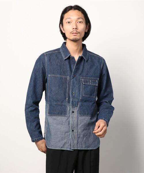 Nigel Cabourn(ナイジェルケーボン)の「Nigel Cabourn ユーティリティーミックスジャケット コットンリネンデニムバイオ 80430010005(シャツ/ブラウス・メンズ・インディゴブルー/アーミー・48/50)」の5枚目の写真