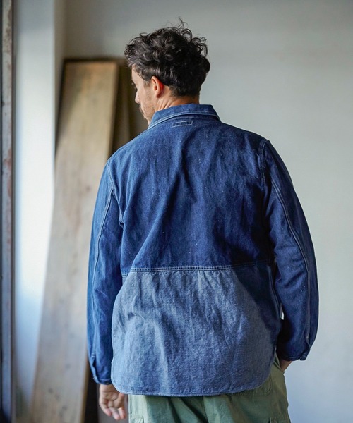 Nigel Cabourn(ナイジェルケーボン)の「Nigel Cabourn ユーティリティーミックスジャケット コットンリネンデニムバイオ 80430010005(シャツ/ブラウス・メンズ・インディゴブルー/アーミー・48/50)」の13枚目の写真