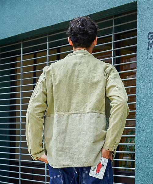 Nigel Cabourn(ナイジェルケーボン)の「Nigel Cabourn ユーティリティーミックスジャケット コットンリネンデニムバイオ 80430010005(シャツ/ブラウス・メンズ・インディゴブルー/アーミー・48/50)」の16枚目の写真