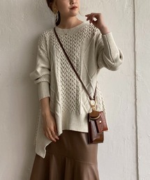 CAPRICIEUX LE'MAGE | 裾アシメケーブルプルオーバー(ニット/セーター)