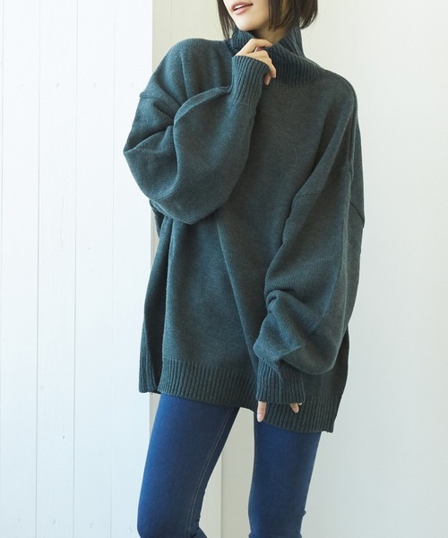 VIBGYOR(ヴィブジョー)の「【豊富なカラー展開】5GGハイネックニット(BL)(ニット/セーター・レディース・チャコールグレー/ブラウン/ベージュ/グリーン系その他/ネイビー/ブラック/ブルーグレー/グレイッシュベージュ/グリーン・MEDIUM/LARGE/X-LARGE)」の8枚目の写真