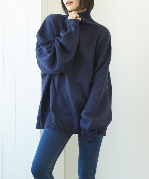 VIBGYOR(ヴィブジョー)の「【豊富なカラー展開】5GGハイネックニット(BL)(ニット/セーター・レディース・チャコールグレー/ブラウン/ベージュ/グリーン系その他/ネイビー/ブラック/ブルーグレー/グレイッシュベージュ/グリーン・MEDIUM/LARGE/X-LARGE)」の9枚目の写真