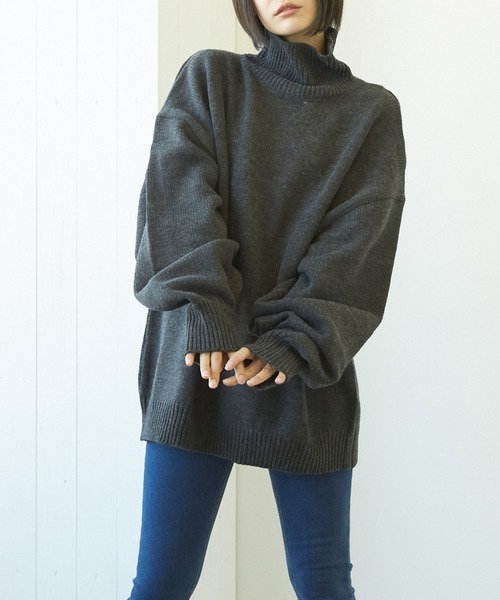 VIBGYOR(ヴィブジョー)の「【豊富なカラー展開】5GGハイネックニット(BL)(ニット/セーター・レディース・チャコールグレー/ブラウン/ベージュ/グリーン系その他/ネイビー/ブラック/ブルーグレー/グレイッシュベージュ/グリーン・MEDIUM/LARGE/X-LARGE)」の1枚目の写真